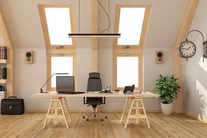 Wooden office in the loft in Arnold