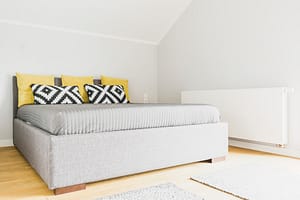 Modern bedroom in loft in Holymoorside