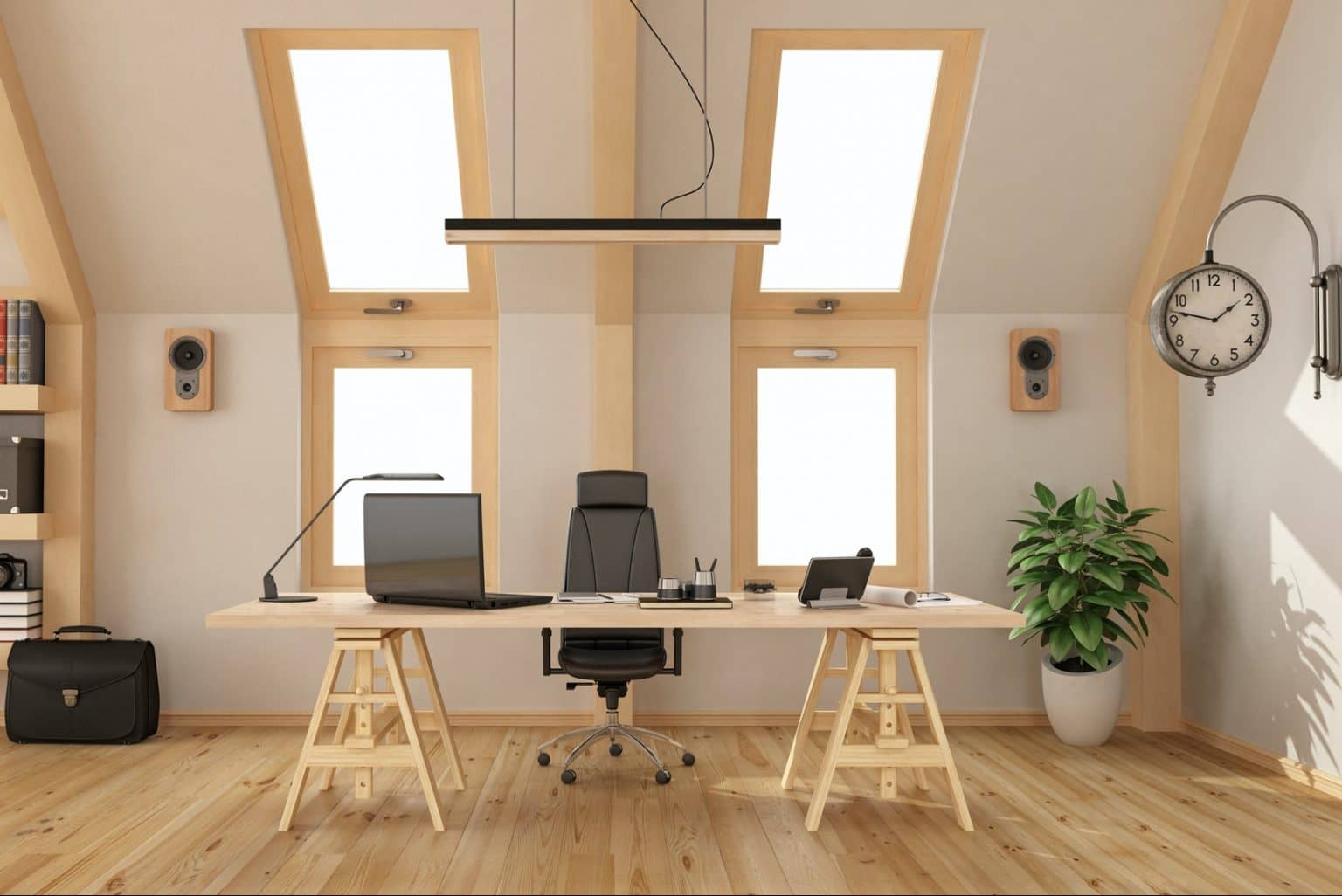 Wooden office in the attic in Somercotes