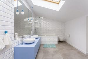 Simple bathroom in attic in Greenwich